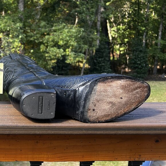 Dan Post Black Ostrich Leg Cowboy Boots in Men's Size 10D - Picture 7 of 10
